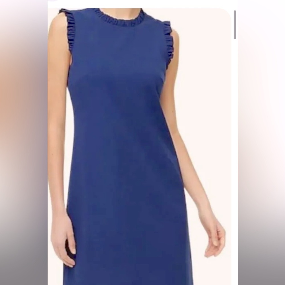 J Crew Elegant Navy Blue Sleeveless Dress w ruffles! Great material lux quality.